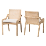 bali & pari Fairmont Natural Rattan Wrapped 2-Piece Dining Chair Set, Whitewash
